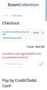 SignUp10OFF coupon verification screenshot