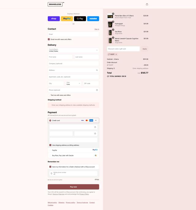Brandless checkout page showing Brandless promo code box | Screenshot taken by SimplyCodes community member on Sep 15, 2025