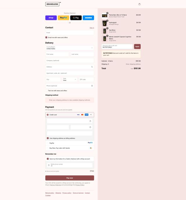 Brandless checkout page showing Brandless promo code box | Screenshot taken by SimplyCodes community member on Sep 15, 2025