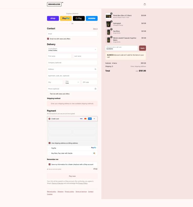 Brandless checkout page showing Brandless promo code box | Screenshot taken by SimplyCodes community member on Sep 15, 2025