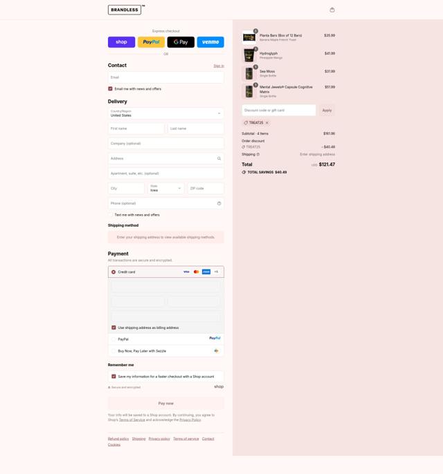 Brandless checkout page showing Brandless promo code box | Screenshot taken by SimplyCodes community member on Sep 15, 2025