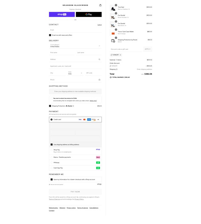 BRANDON BLACKWOOD checkout page showing BRANDON BLACKWOOD discount code box | Screenshot taken by SimplyCodes community member on Aug 27, 2025