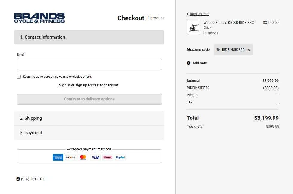 Brands Cycle and Fitness checkout page showing Brands Cycle and Fitness discount code box | Screenshot taken by SimplyCodes community member on Jan 24, 2026