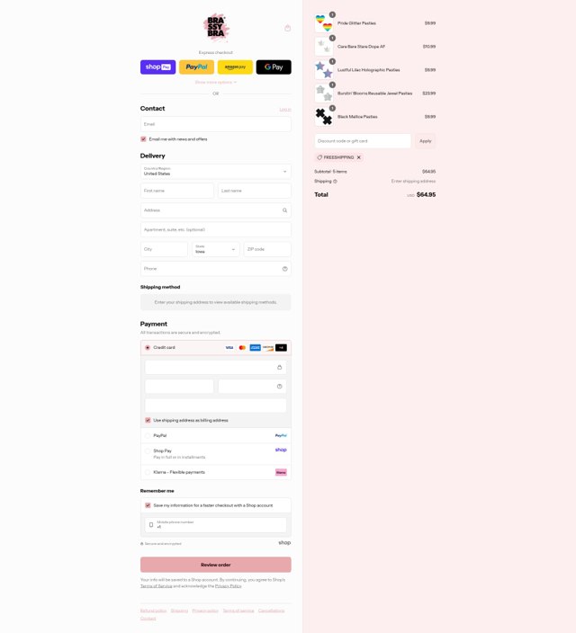 Brassybra checkout page showing Brassybra promo code box | Screenshot taken by SimplyCodes community member on Aug 25, 2025