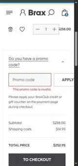 Brax coupon verification screenshot