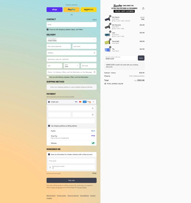Braxley Bands checkout page showing Braxley Bands coupon code box | Screenshot taken by SimplyCodes community member on Aug 29, 2025