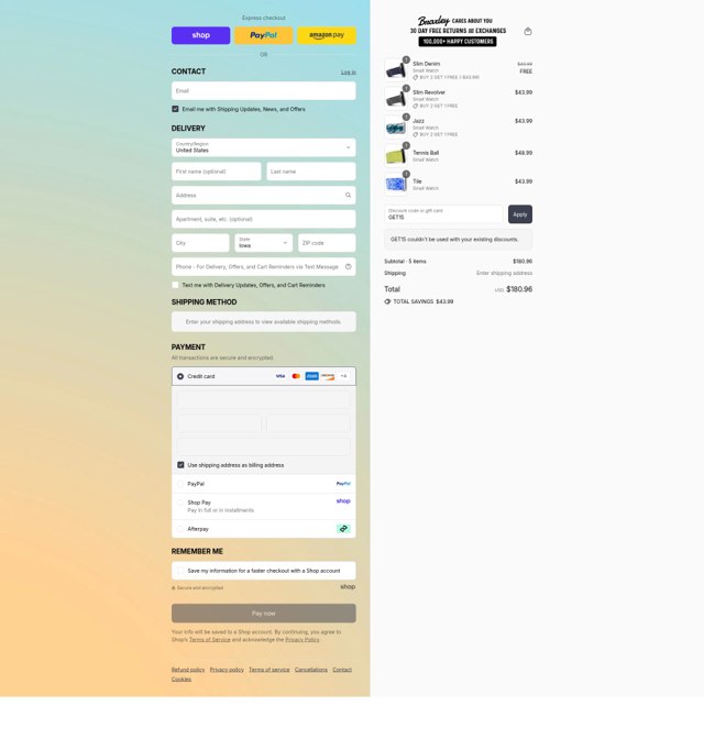 Braxley Bands checkout page showing Braxley Bands coupon code box | Screenshot taken by SimplyCodes community member on Aug 29, 2025