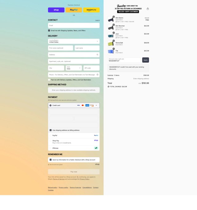 Braxley Bands checkout page showing Braxley Bands coupon code box | Screenshot taken by SimplyCodes community member on Sep 3, 2025