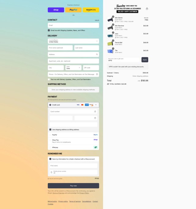 Braxley Bands checkout page showing Braxley Bands coupon code box | Screenshot taken by SimplyCodes community member on Sep 3, 2025
