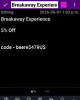 Breakaway Experiences coupon verification screenshot