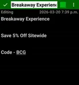 Breakaway Experiences coupon verification screenshot