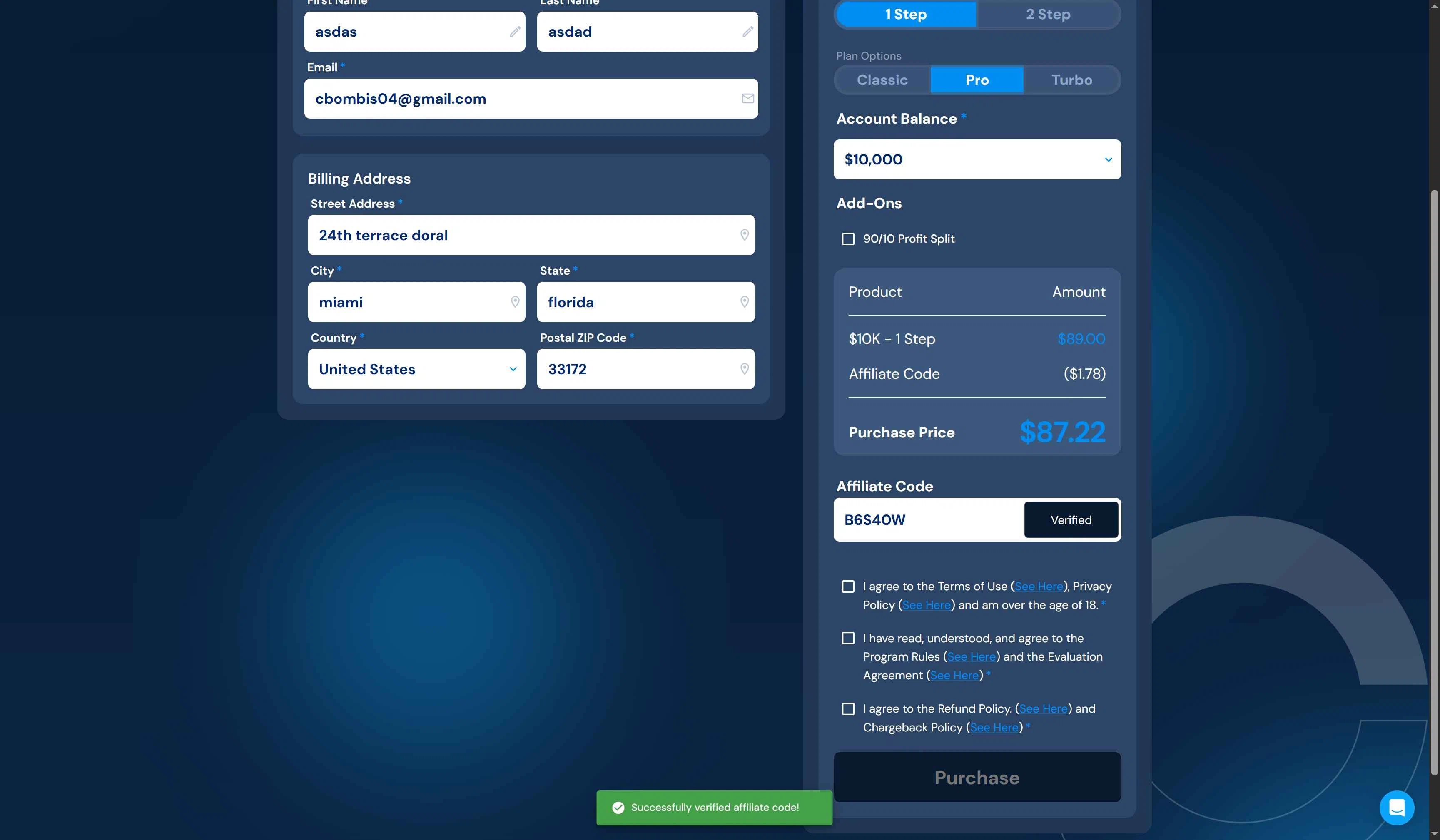 Breakout Trading checkout page showing Breakout Trading promo code box | Screenshot taken by SimplyCodes community member on Jan 3, 2026
