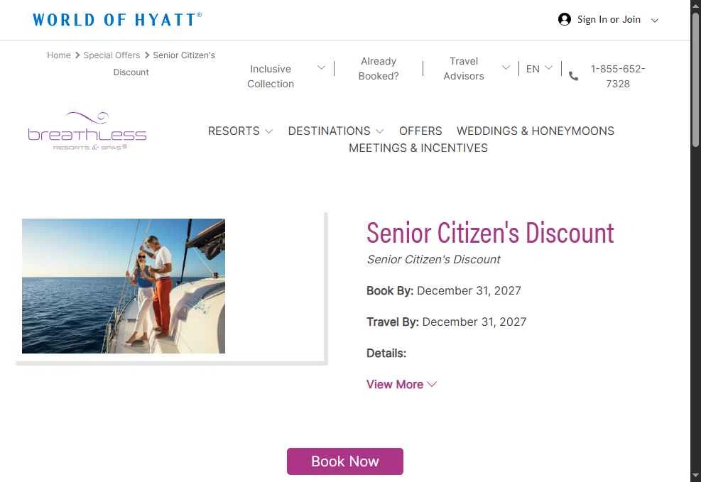 Breathless Resorts & Spas checkout page showing Breathless Resorts & Spas promo code box | Screenshot taken by SimplyCodes community member on Dec 19, 2025