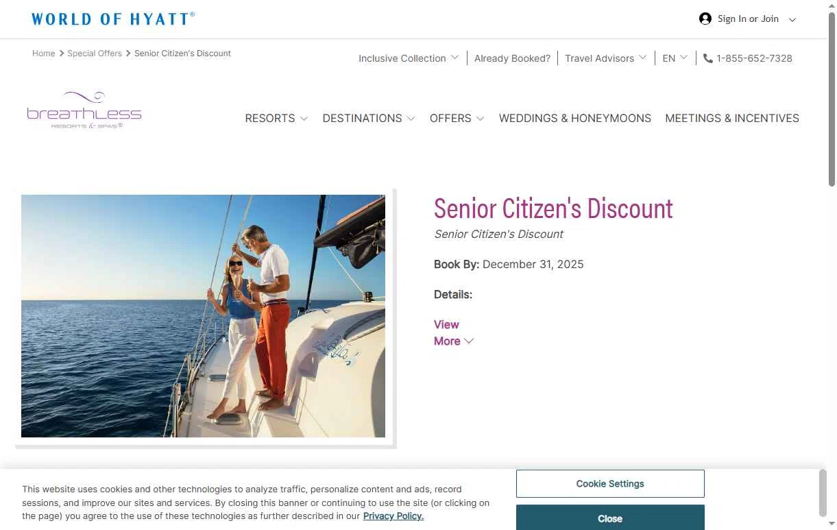Breathless Resorts & Spas checkout page showing Breathless Resorts & Spas promo code box | Screenshot taken by SimplyCodes community member on Jul 23, 2025