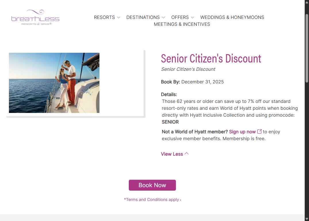 Breathless Resorts & Spas checkout page showing Breathless Resorts & Spas promo code box | Screenshot taken by SimplyCodes community member on Jul 23, 2025