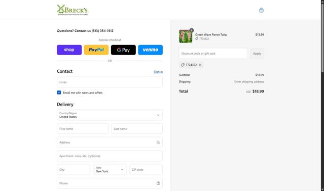 Breck's checkout page showing Breck's coupon code box | Screenshot taken by SimplyCodes community member on Sep 10, 2025