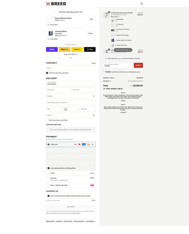 Breeo checkout page showing Breeo discount code box | Screenshot taken by SimplyCodes community member on Sep 7, 2025