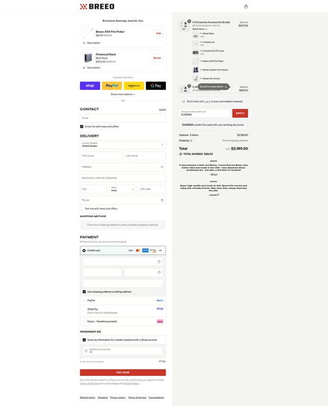 Breeo checkout page showing Breeo discount code box | Screenshot taken by SimplyCodes community member on Sep 7, 2025