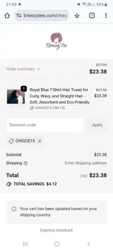 CHOICE15 coupon verification screenshot