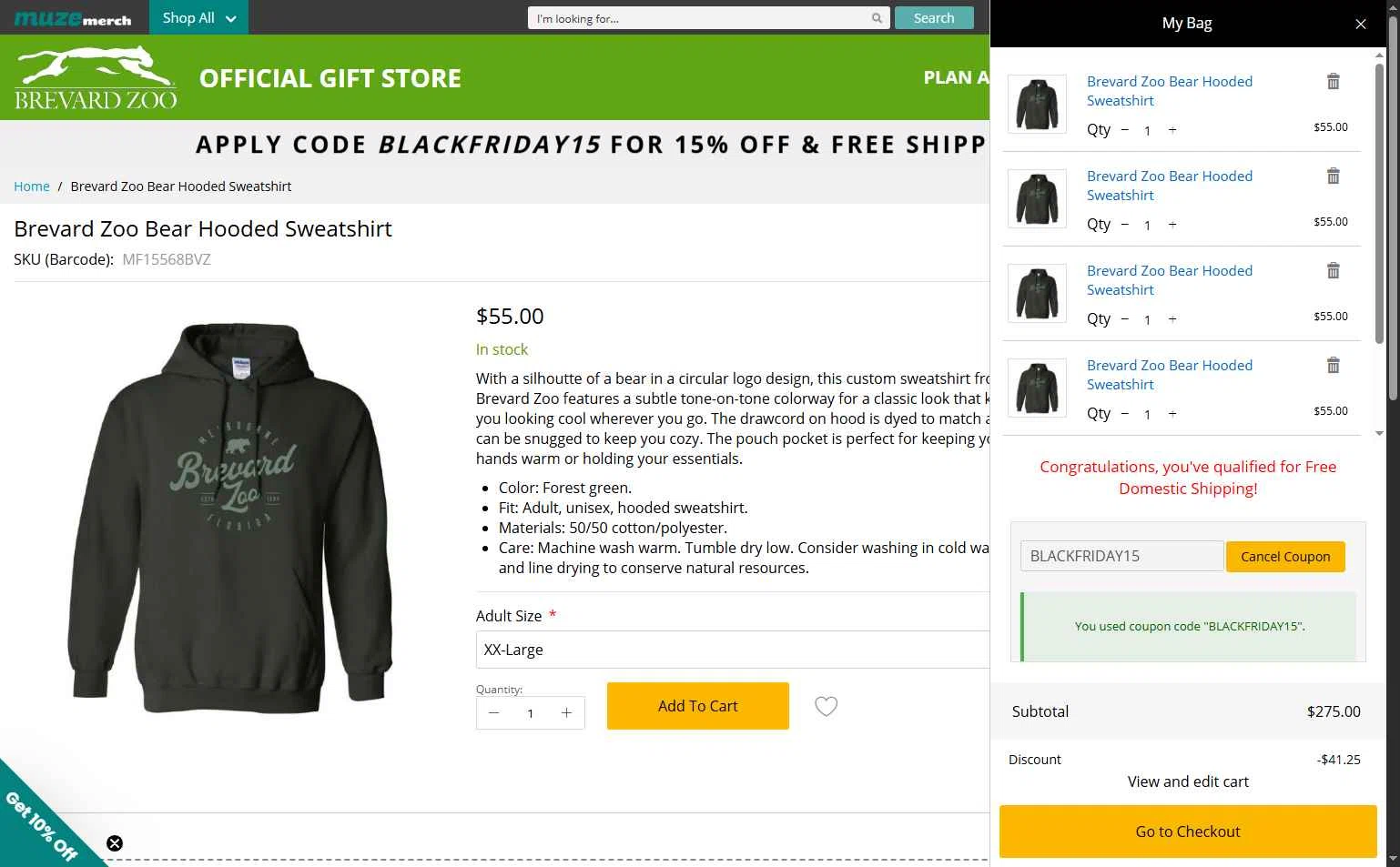 Brevard Zoo checkout page showing Brevard Zoo promo code box | Screenshot taken by SimplyCodes community member on Nov 30, 2025