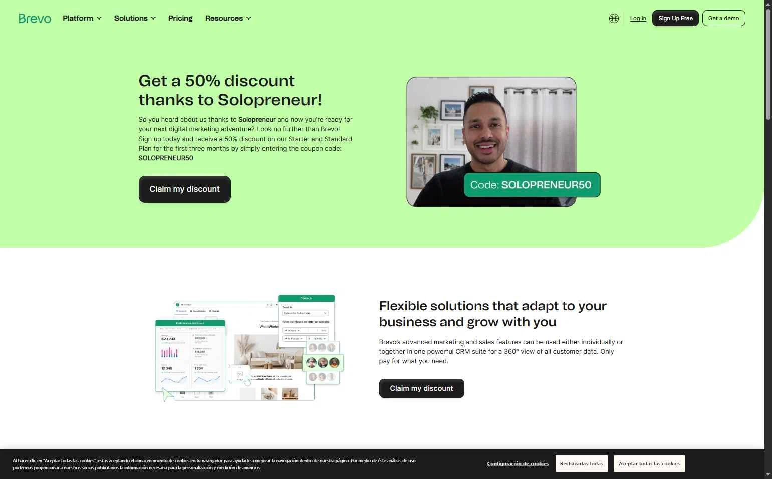 Brevo checkout page showing Brevo coupon code box | Screenshot taken by SimplyCodes community member on Jan 6, 2026