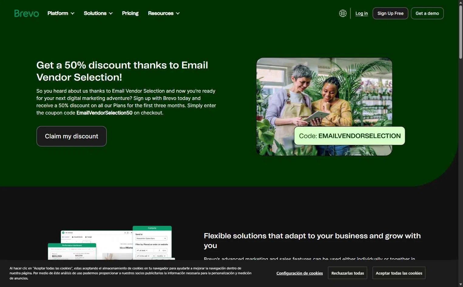 Brevo checkout page showing Brevo coupon code box | Screenshot taken by SimplyCodes community member on Jan 6, 2026
