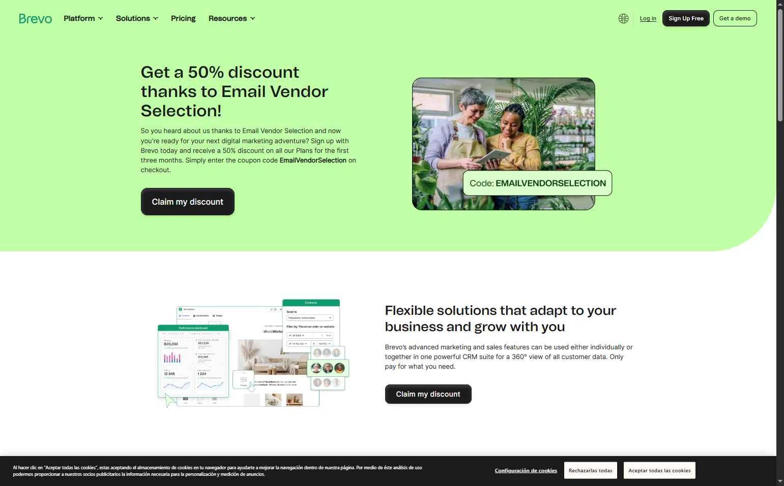 Brevo checkout page showing Brevo coupon code box | Screenshot taken by SimplyCodes community member on Dec 12, 2025