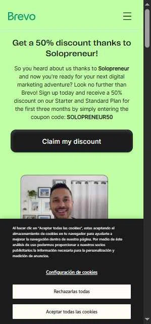 Brevo checkout page showing Brevo coupon code box | Screenshot taken by SimplyCodes community member on Dec 27, 2025