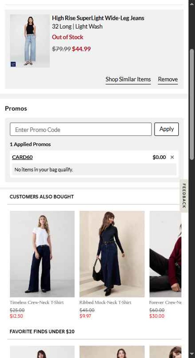 Banana Republic Factory checkout page showing Banana Republic Factory promo code box | Screenshot taken by SimplyCodes community member on Aug 24, 2025