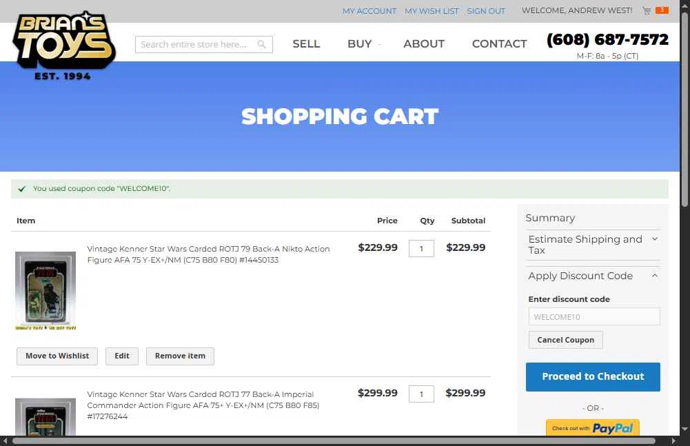Brian's Toys checkout page showing Brian's Toys promo code box | Screenshot taken by SimplyCodes community member on Sep 16, 2025
