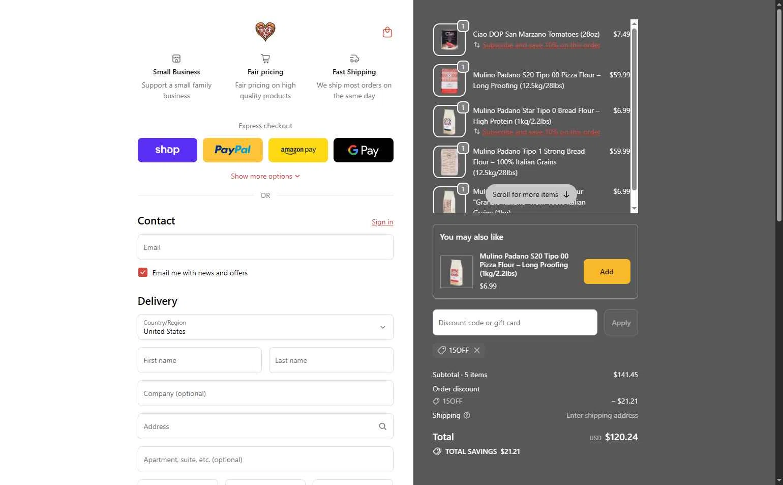 BrickOvenBaker checkout page showing BrickOvenBaker discount code box | Screenshot taken by SimplyCodes community member on Jan 14, 2026