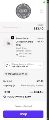 MESSENGER10 coupon verification screenshot