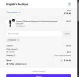 Brigette's Boutique coupon verification screenshot