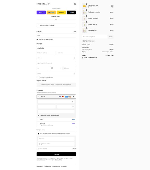 Brightland checkout page showing Brightland discount code box | Screenshot taken by SimplyCodes community member on Sep 4, 2025