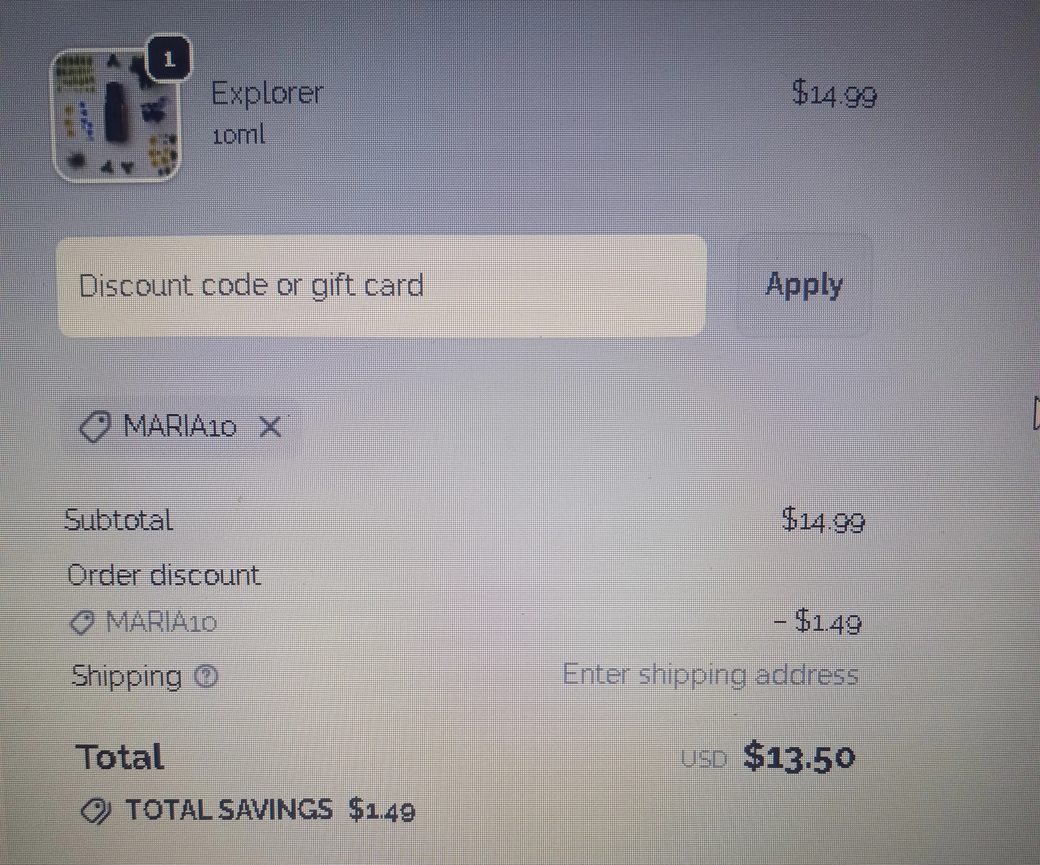 Brilliant Scents coupon code screenshot showing code MARIA10 applied at Brilliant Scents checkout page. Uploaded by SimplyCodes community member MightyHero9855 on Jan 28, 2026