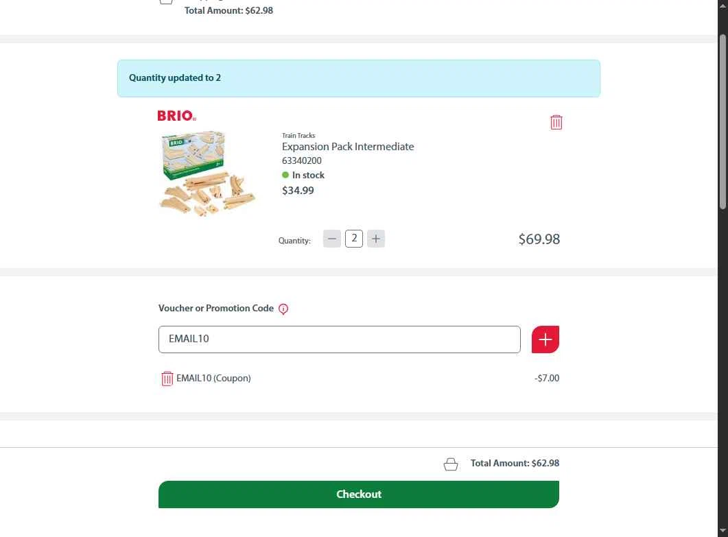 BRIO checkout page showing BRIO promo code box | Screenshot taken by SimplyCodes community member on Dec 19, 2025
