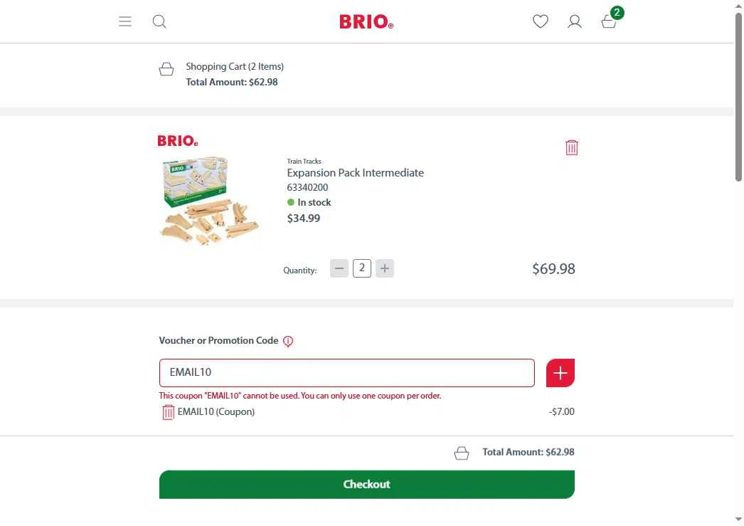 BRIO checkout page showing BRIO promo code box | Screenshot taken by SimplyCodes community member on Nov 20, 2025