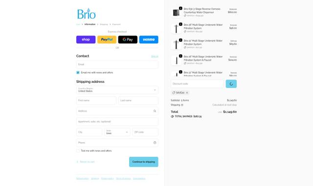 Brio Coolers checkout page showing Brio Coolers promo code box | Screenshot taken by SimplyCodes community member on Oct 2, 2025