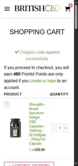 NEW2CBD coupon verification screenshot