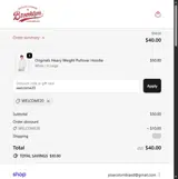 welcome20 coupon verification screenshot