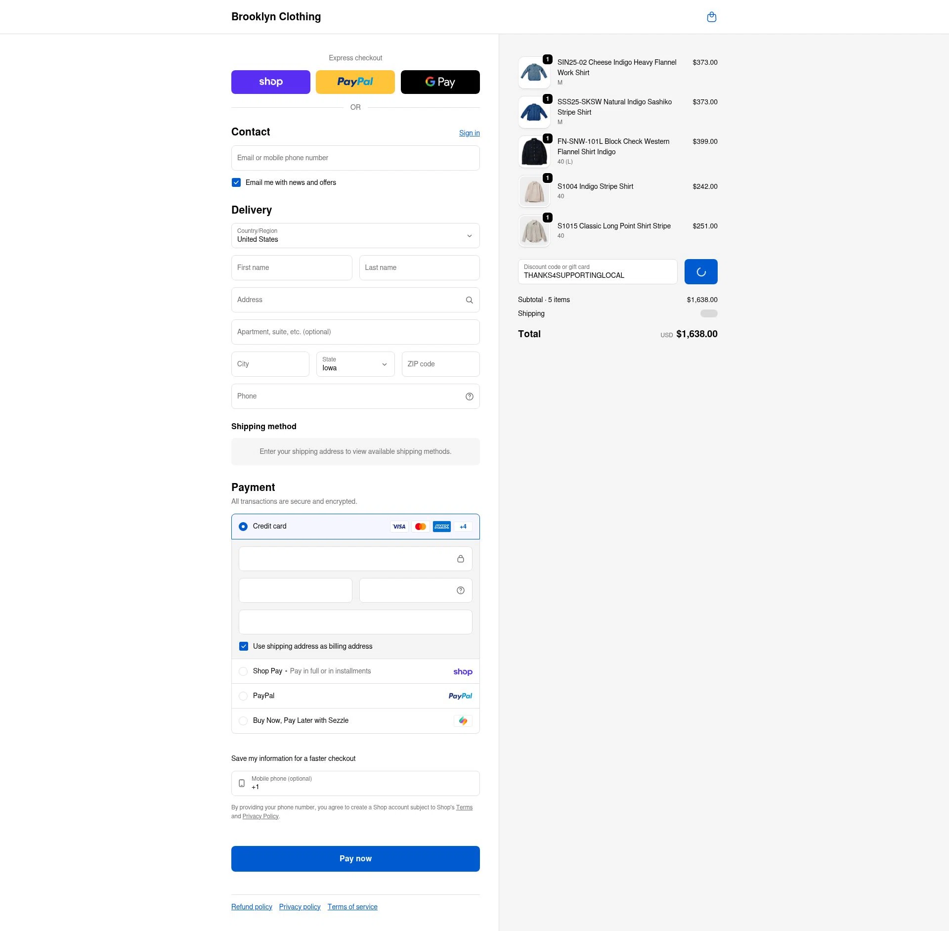 Brooklyn Clothing checkout page showing Brooklyn Clothing discount code box | Screenshot taken by SimplyCodes community member on Feb 9, 2026