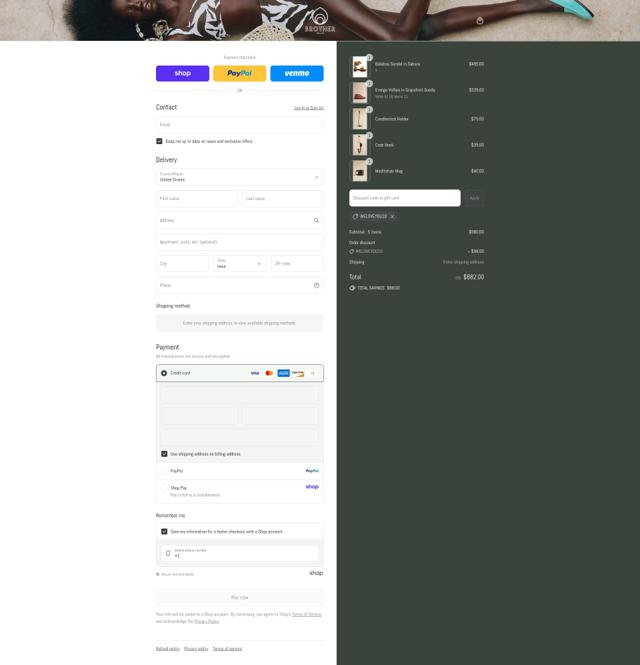 Brother Vellies checkout page showing Brother Vellies promo code box | Screenshot taken by SimplyCodes community member on Sep 4, 2025
