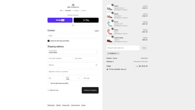 Bruno Magli checkout page showing Bruno Magli discount code box | Screenshot taken by SimplyCodes community member on Aug 21, 2025