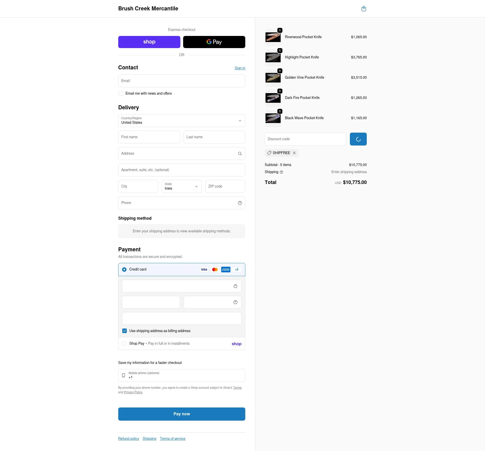 Brush Creek Ranch checkout page showing Brush Creek Ranch promo code box | Screenshot taken by SimplyCodes community member on Feb 7, 2026