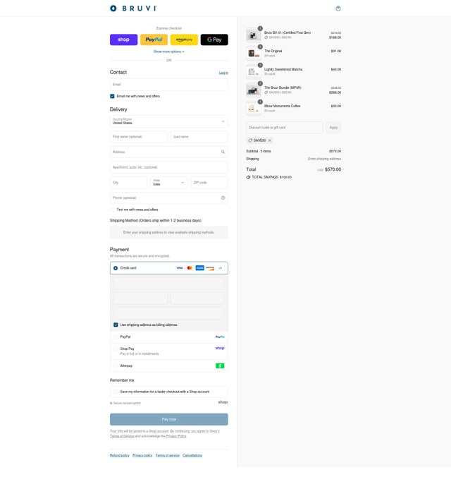 Bruvi checkout page showing Bruvi discount code box | Screenshot taken by SimplyCodes community member on Sep 4, 2025