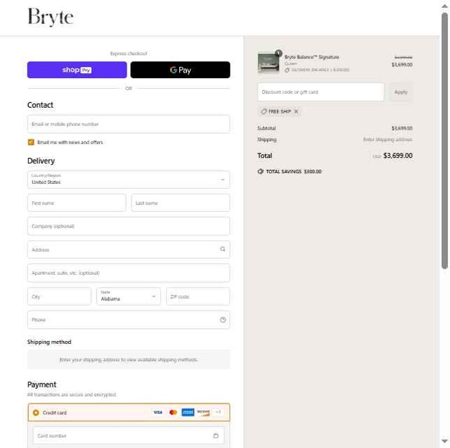 Bryte Sleep checkout page showing Bryte Sleep promo code box | Screenshot taken by SimplyCodes community member on Jun 2, 2025
