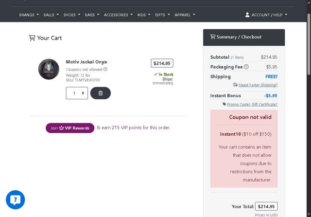 Bowling.com checkout page showing Bowling.com promo code box | Screenshot taken by SimplyCodes community member on Aug 25, 2025