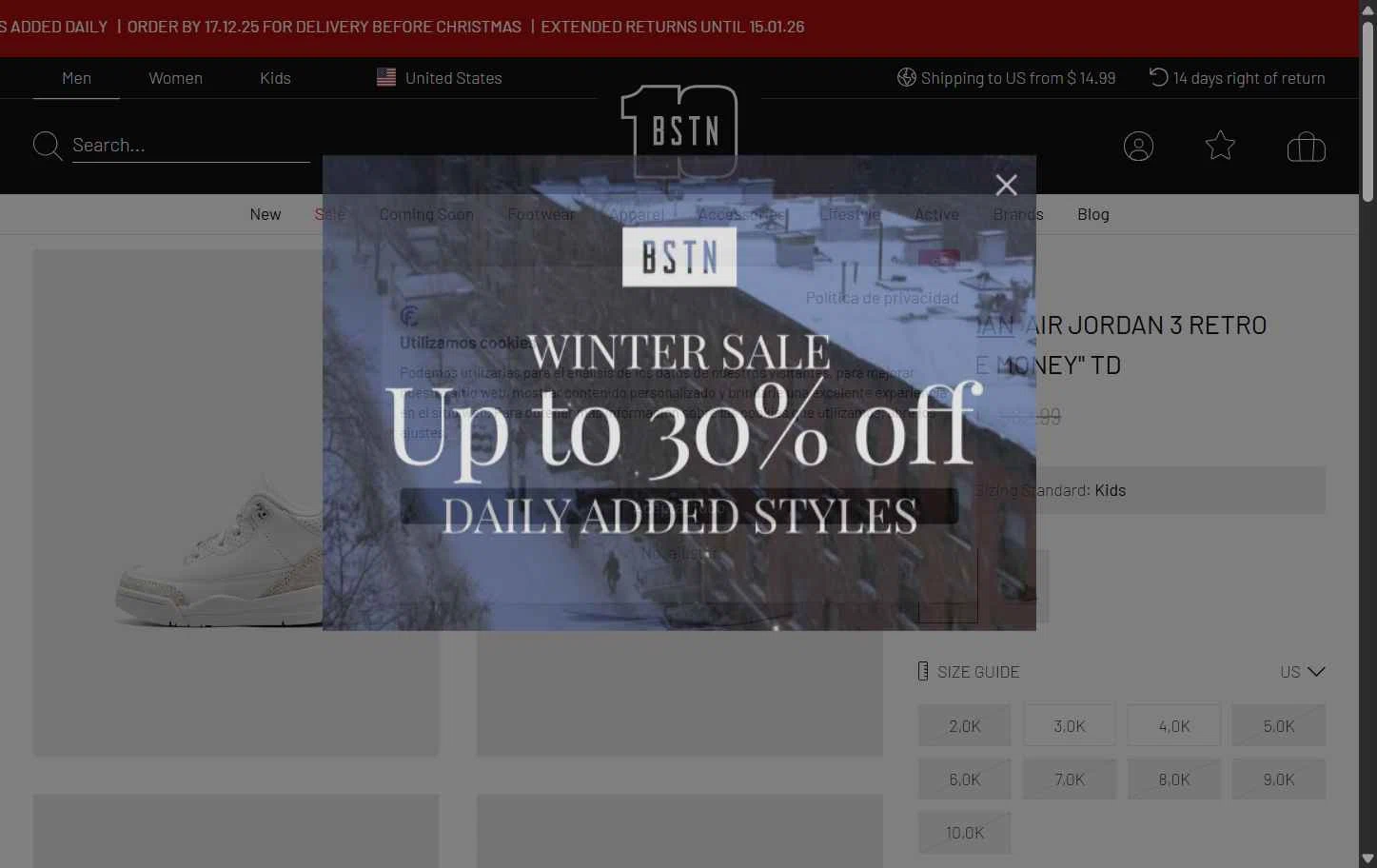 BSTN checkout page showing BSTN coupon code box | Screenshot taken by SimplyCodes community member on Dec 11, 2025