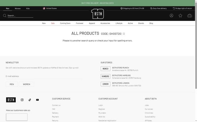 BSTN checkout page showing BSTN coupon code box | Screenshot taken by SimplyCodes community member on Sep 17, 2025