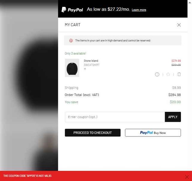 BSTN checkout page showing BSTN coupon code box | Screenshot taken by SimplyCodes community member on Jul 29, 2025